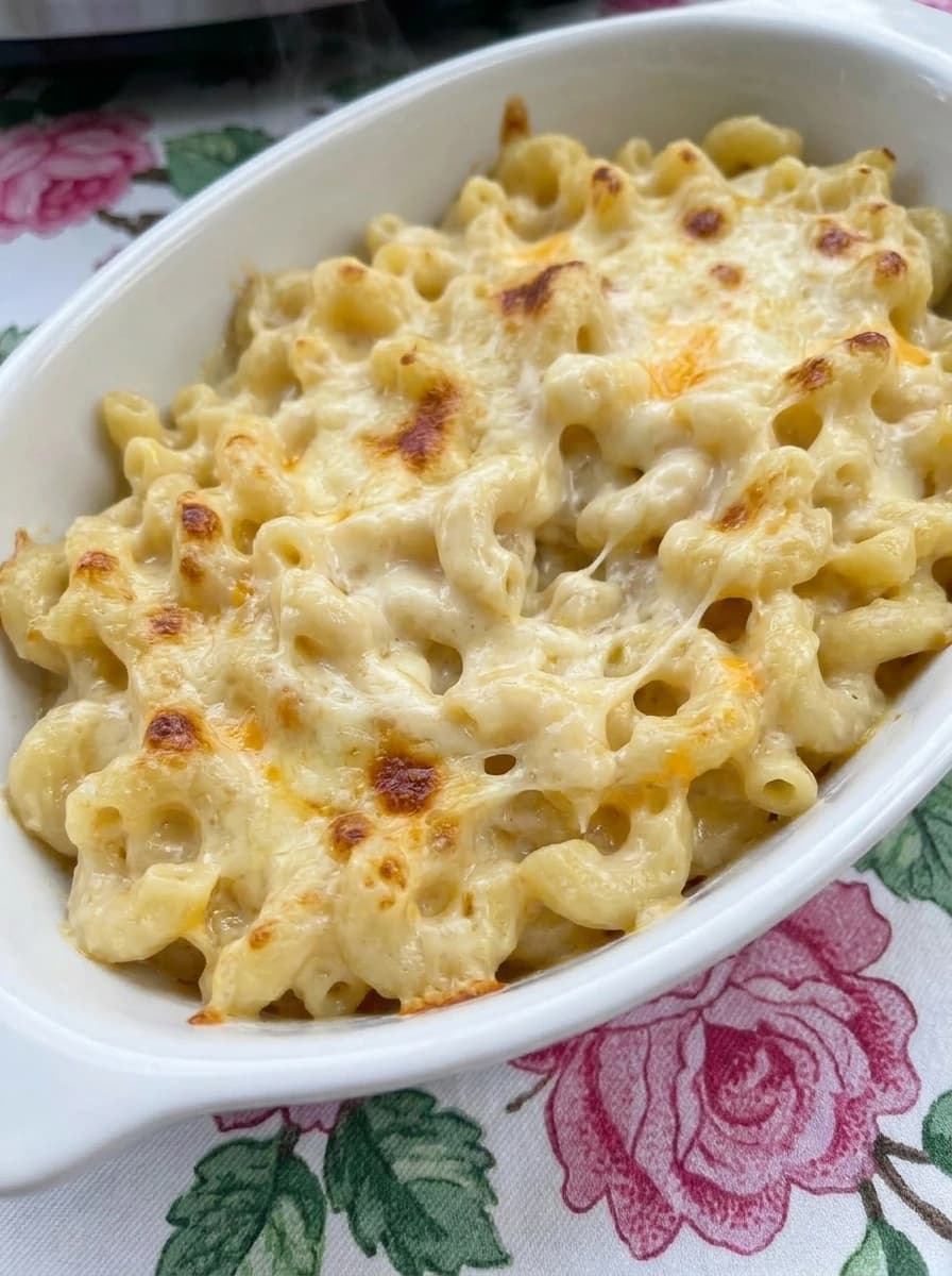 Crockpot Mac and Cheese with Tender Pasta and Three Cheeses