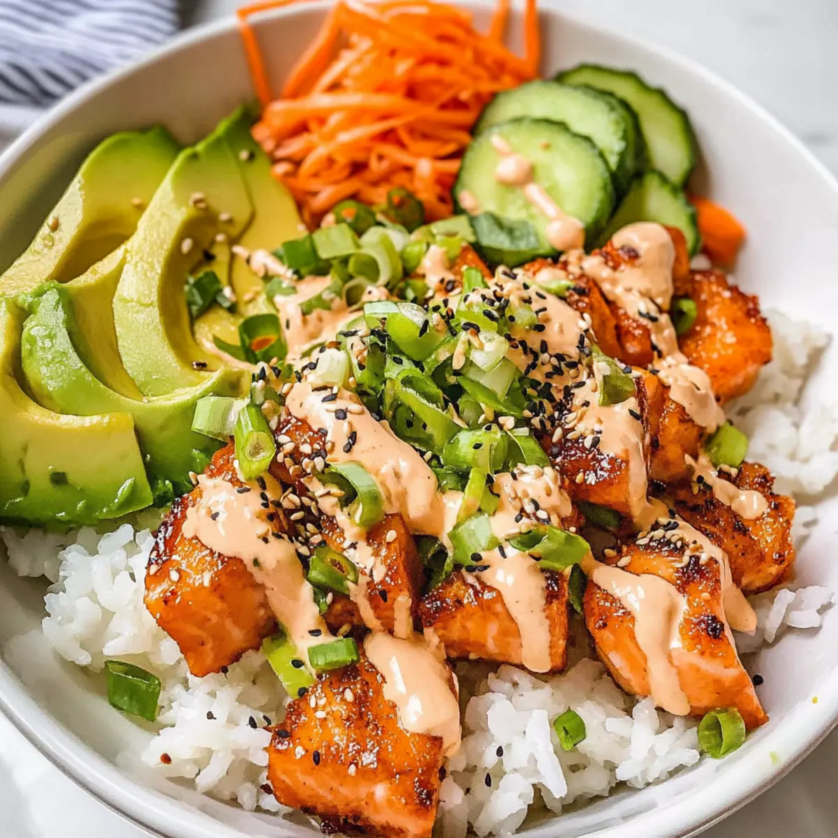 Crispy Salmon Bowls with Sesame Soy Sauce