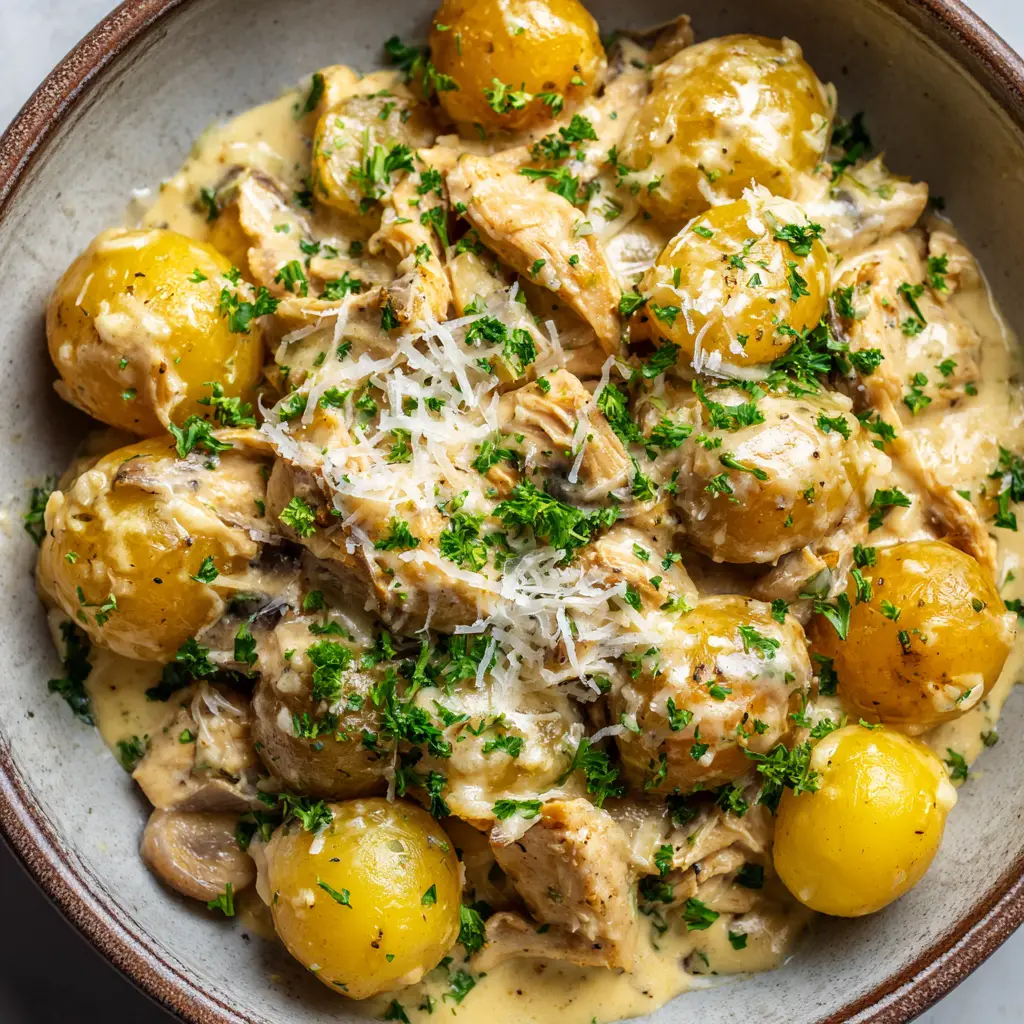 Crockpot Garlic Parmesan Chicken and Potatoes