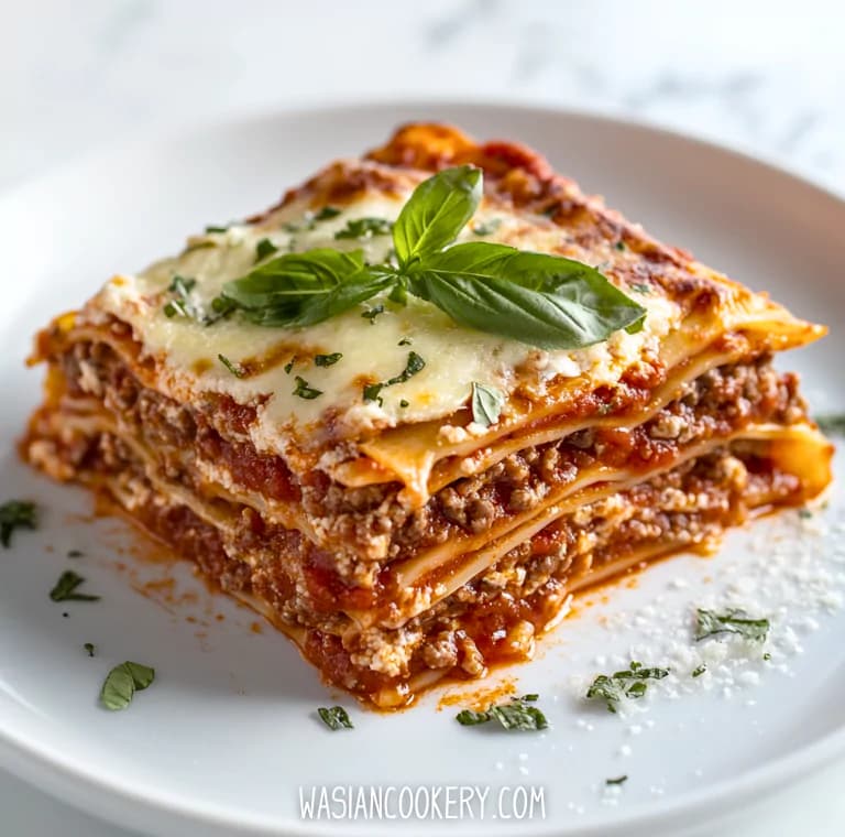 Classic Ricotta Lasagna with Rich Marinara and Gooey Mozzarella