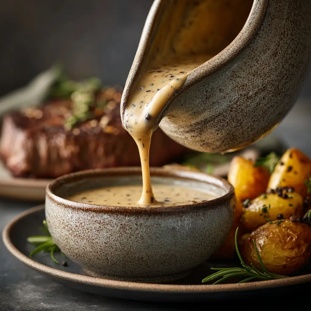 Peppercorn Sauce with Brandy and Crushed Black Peppercorns