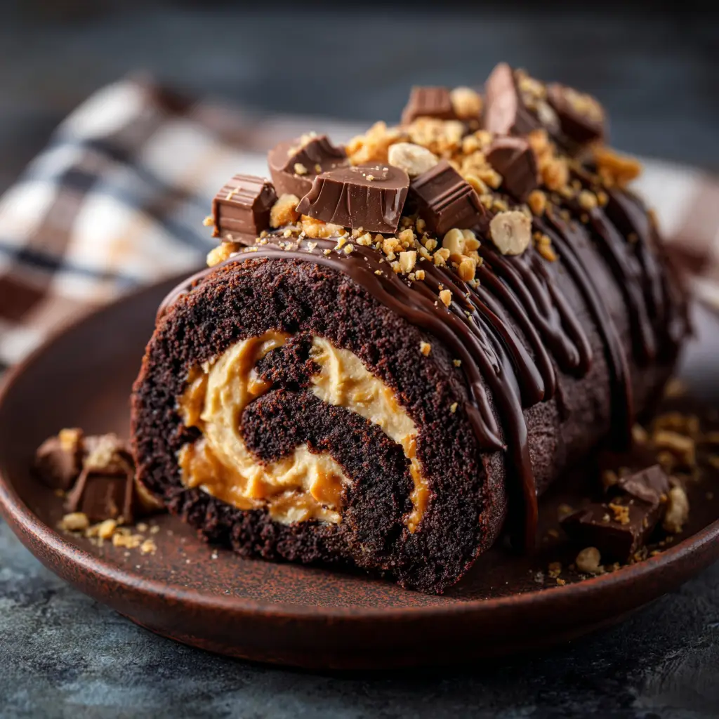 Peanut Butter Cup Chocolate Roll with Chocolate Sponge